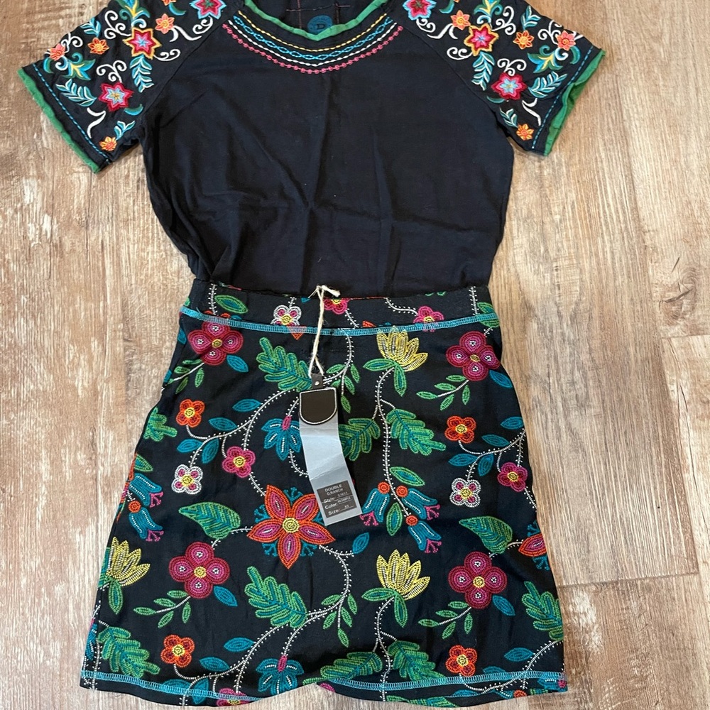 Double D Ranch Black Top  AND Skirt  with Colorful Embroidery